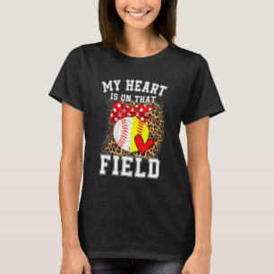 Mijn hart ligt op die Field Baseball Softball Mam T-shirt