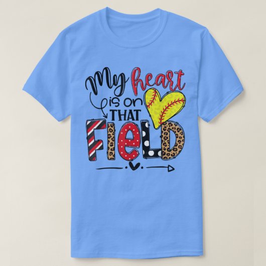 Mijn hart ligt op die Field Softball, Leopard Soft T-shirt (Design voorkant)