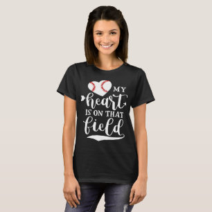 Mijn hart ligt op die veldhonkbal T-shirt