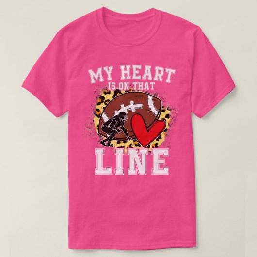Mijn hart ligt op het lijnoffensieve Lineman-Footb T-shirt (Design voorkant)