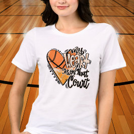 Mijn hart ligt op het veld Basketball Moeder Oma Tri-Blend Shirt
