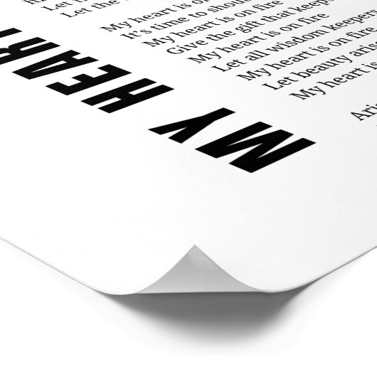 Mijn hart ligt op vuur aanmoediging gedicht post poster (Hoek)