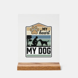 Mijn Hart Mijn Hond Vintage Gravure Hond Liefhebbe Acryl Bord