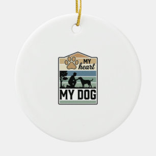 Mijn Hart Mijn Hond Vintage Gravure Hond Liefhebbe Keramisch Ornament