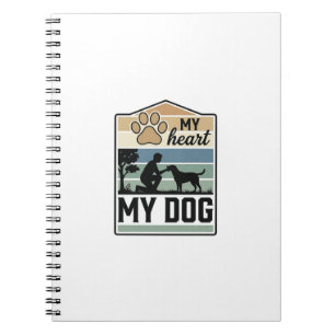Mijn Hart Mijn Hond Vintage Gravure Hond Liefhebbe Notitieboek