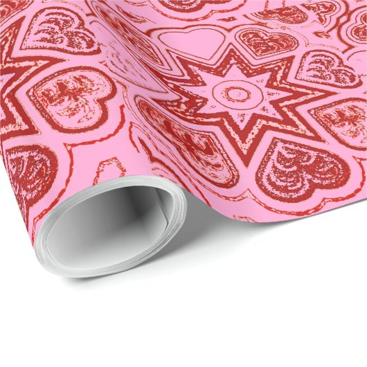 'Mijn hart' Roze en rode opbergpapier Cadeaupapier (Rol Hoek)