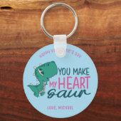 Mijn hart Saur Funny Dino Pun Cute Valentijnsdag Sleutelhanger (Voorkant)
