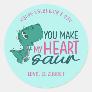 Mijn hart Saur Funny Pun Cute Kinder Valentijnsdag Ronde Sticker