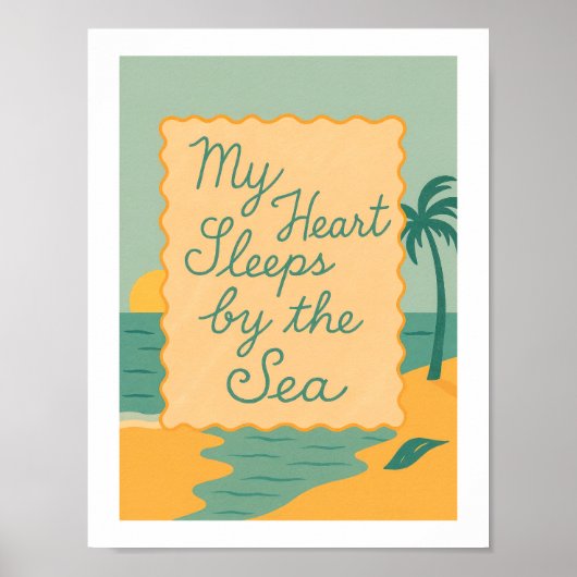 Mijn Hart Slaapt Bij De Zee Retro Strand Poster (Voorkant)