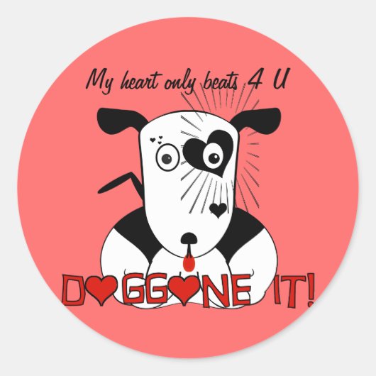 Mijn hart slaat alleen voor jou. ronde sticker (Voorkant)