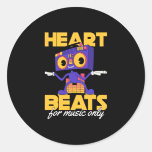 Mijn hart slaat alleen voor muziekoplossingen ronde sticker