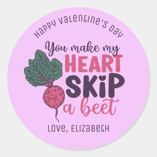Mijn hart slaat een biet Funny Cute Valentijnsdag Ronde Sticker (Voorkant)