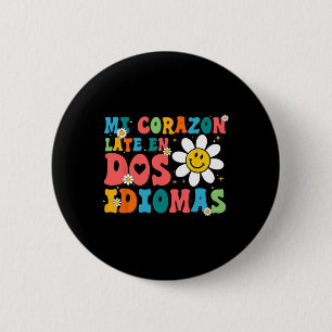 Mijn hart slaat in twee talen ronde button 5,7 cm