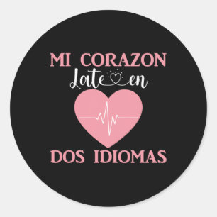 Mijn hart slaat in twee talen Valentijnsdag tweeta Ronde Sticker