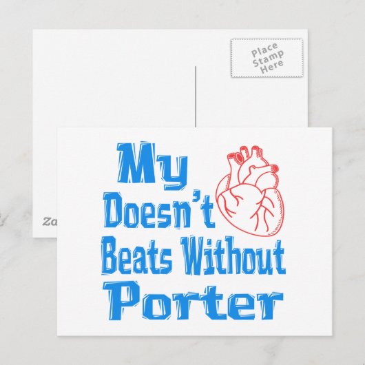 Mijn hart slaat niet zonder Porter. Briefkaart (Voorkant / Achterkant)