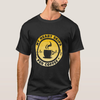 Mijn hart slaat over voor koffie hartslag t-shirt