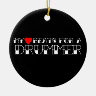 Mijn hart slaat voor een drummer keramisch ornament