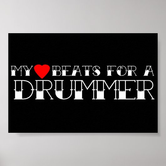 Mijn hart slaat voor een drummer poster (Voorkant)
