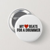 Mijn hart slaat voor een drummer ronde button 5,7 cm (Voorkant /achterkant)
