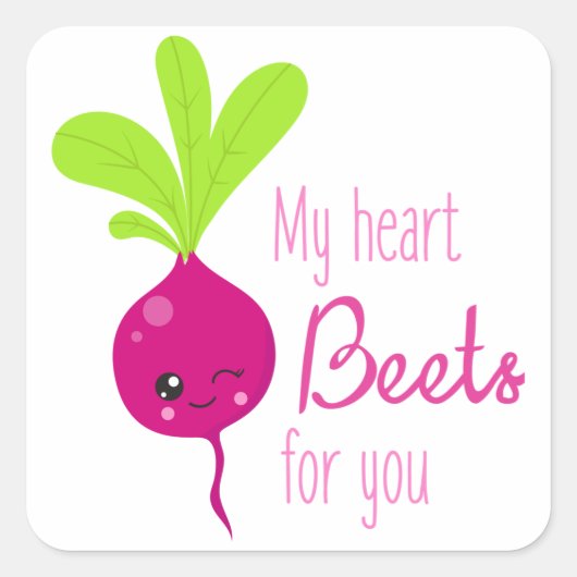 Mijn hart slaat voor jou vierkante sticker (Voorkant)