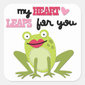 Mijn hart springt groene Valentijn kikker Vierkante Sticker (Voorkant)