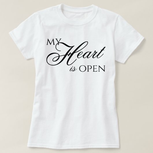 "Mijn hart staat open" esthetisch script bevestigi T-shirt (Design voorkant)