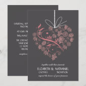 Mijn hart verbonden met je huwelijksuitnodiging -  kaart (Voorkant / Achterkant)