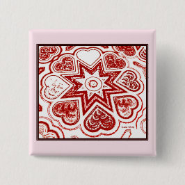 'Mijn hart'-vierkant (wit) Vierkante Button 5,1 Cm