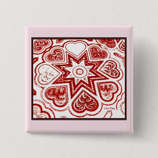 'Mijn hart'-vierkant (wit) Vierkante Button 5,1 Cm (Voorkant)