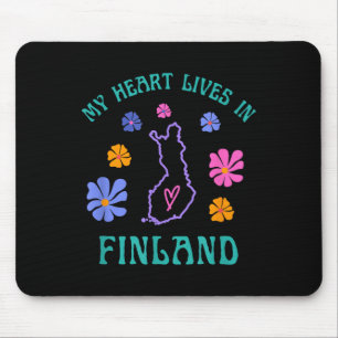 Mijn hart woont in Finland Retro Groovy reizen en Muismat