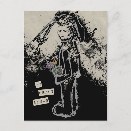mijn hart zinkt sympathie sinibunny briefkaart (Voorkant)