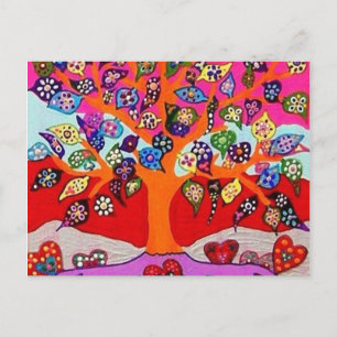 Mijn hartbloemen voor jullie boom van het leven briefkaart