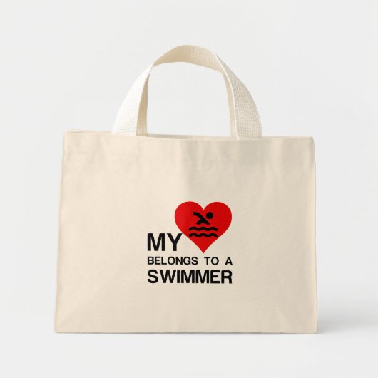 MIJN HARTEBONDEN AAN EEN ZWEMMER MINI TOTE BAG (Voorkant)