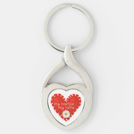 Mijn Hartjie Mijn Liefie Applique Hart en Daisy Sleutelhanger (Voorkant)