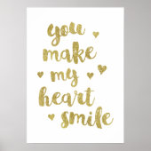 Mijn hartsglimlachen Gold Calligrafie Quote Poster (Voorkant)