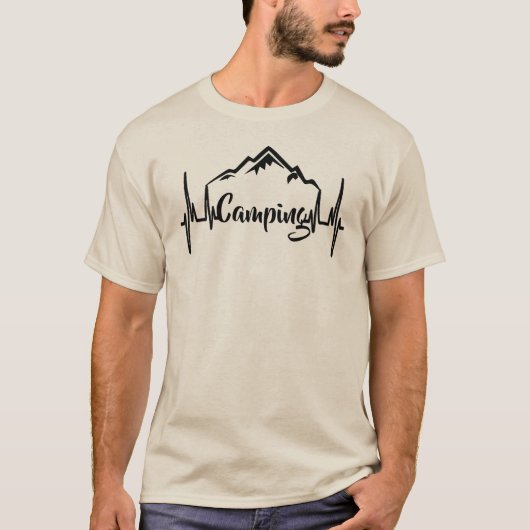 Mijn hartslagen voor Camping en Mountains T-Shirt (Voorkant)