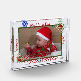 Mijn heel eerste kerst baby jongen gepersonaliseer fotoblokken