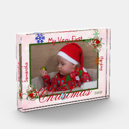 Mijn heel eerste kerst baby meisje gepersonaliseer fotoblokken