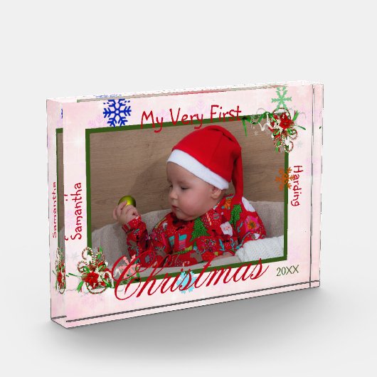 Mijn heel eerste kerst baby meisje gepersonaliseer fotoblokken (Links)