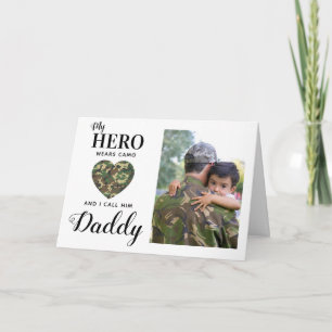 Mijn held draagt Camo Military Dad Fathers Day Fot Kaart