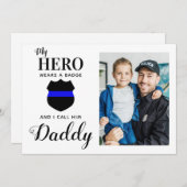 Mijn held draagt een badge politie vader vaders da feestdagenkaart (Voorkant / Achterkant)