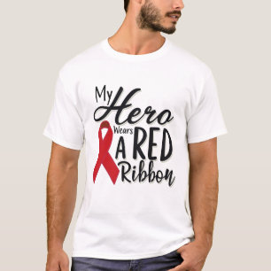 Mijn held draagt een rood lint t-shirt