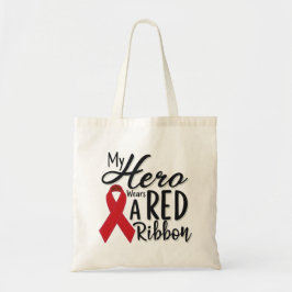 Mijn held draagt een rood lint tote bag