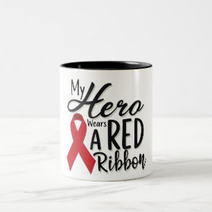 Mijn held draagt een rood lint tweekleurige koffiemok