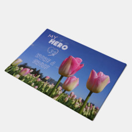 Mijn held droeg een kruisdeurmat christenen cadeau deurmat
