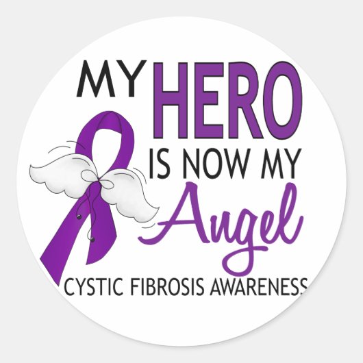 Mijn held is mijn engel cystic fibrosis ronde sticker (Voorkant)