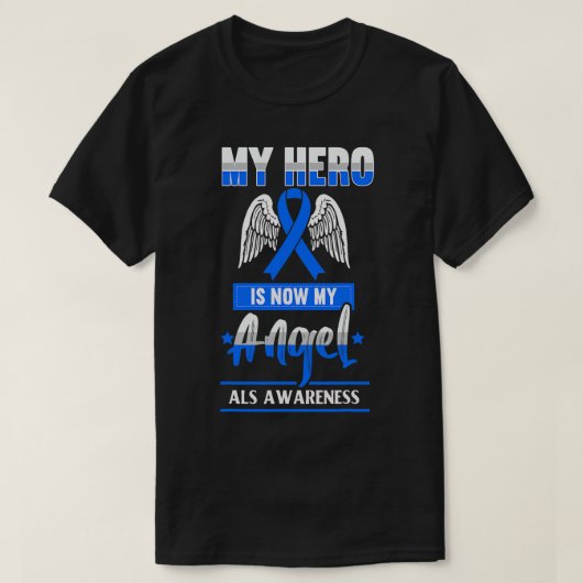 Mijn held is nu mijn engel - ALS bewustzijn T-shirt (Design voorkant)