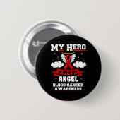 Mijn held is nu mijn engel bloedkanker rode wolken ronde button 5,7 cm (Voorkant /achterkant)