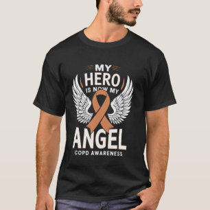 Mijn held is nu mijn engel Copd-bewustzijn Oranje T-shirt