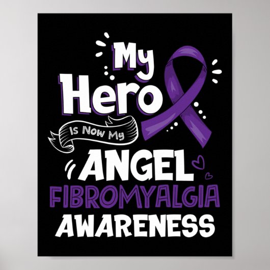 Mijn held is nu mijn engel fibromyalgie bewustzijn poster (Voorkant)